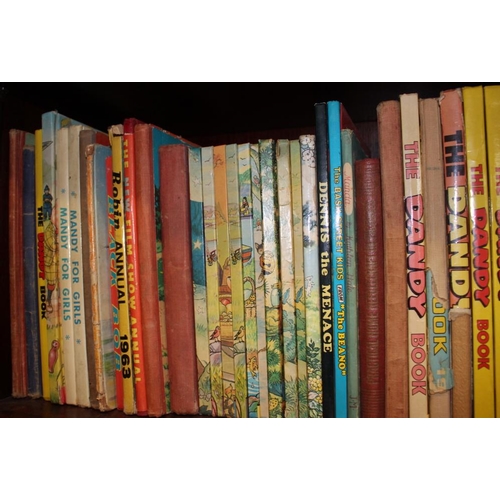 303 - A collection of Rupert Annuals, including a 1958 copy, and other annuals including Beano, Dandy and ... 