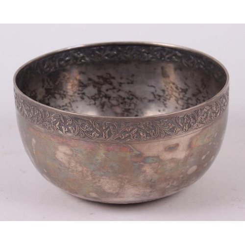 338 - A Thai white metal bowl with all-over engraved decoration, 6