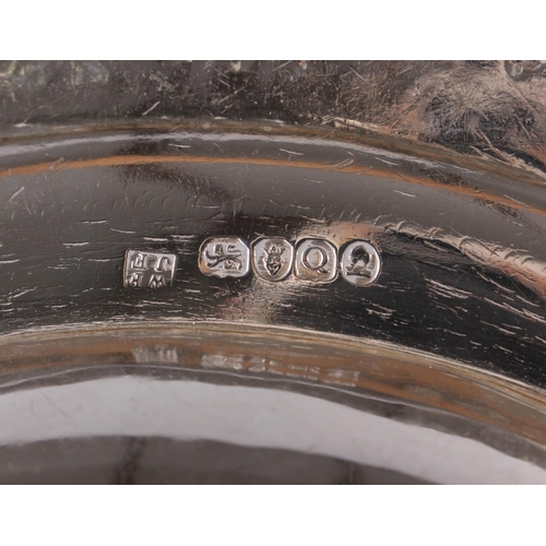 351 - A set of six Georgian silver soup plates with gadrooned borders and engraved armorials, 9 1/2