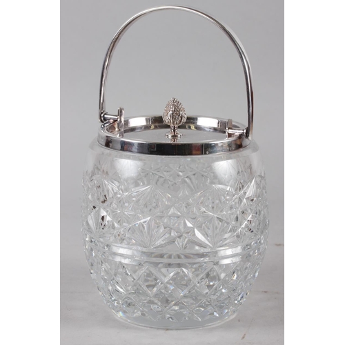 355 - A cut glass and silver mounted biscuit jar and cover