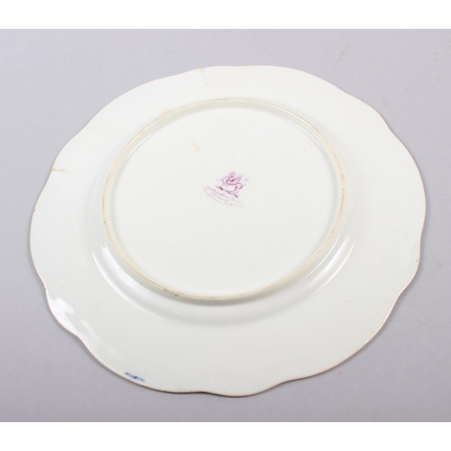 8 - A Rockingham porcelain part dessert service, comprising six plates and two dessert dishes with grey ... 