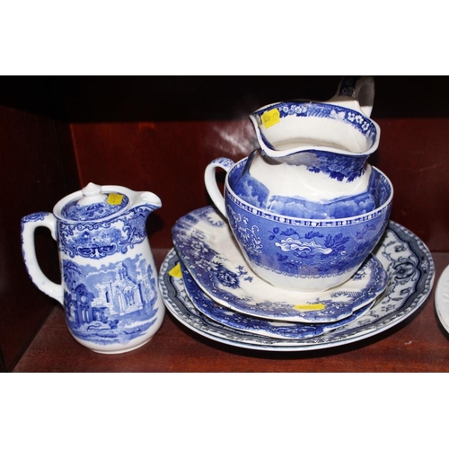 89 - A quantity of blue and white china, including a Wedgwood 