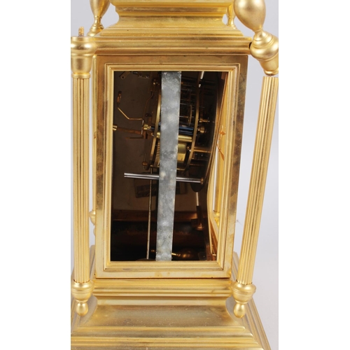 174 - A gilt metal Continental mantel clock with hand-painted porcelain panel, 15 1/4