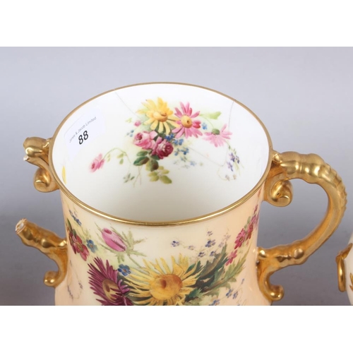 88 - A Royal Worcester blush ivory pot and cover with ring handles, 6