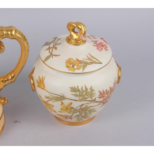 88 - A Royal Worcester blush ivory pot and cover with ring handles, 6