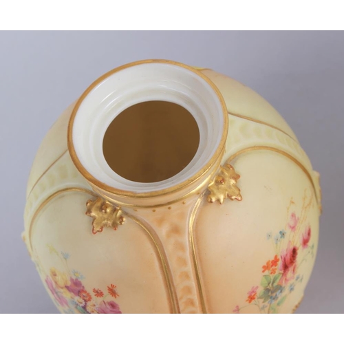 88 - A Royal Worcester blush ivory pot and cover with ring handles, 6