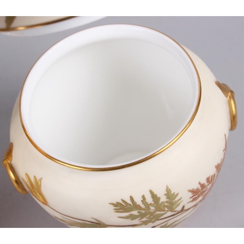 88 - A Royal Worcester blush ivory pot and cover with ring handles, 6