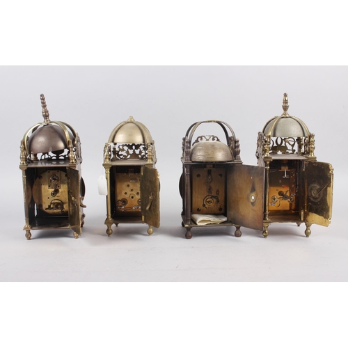 169 - Four French reproduction brass lantern clocks, 10