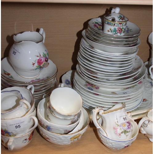 95 - A Coalport bone china floral decorated part combination set, other similar teawares and a Masons Cha... 