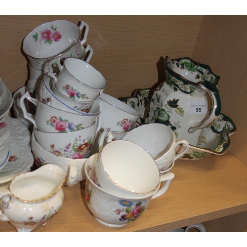 95 - A Coalport bone china floral decorated part combination set, other similar teawares and a Masons Cha... 