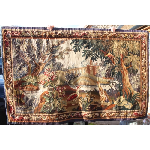 242 - An Aubusson verdure tapestry panel with buildings and viaduct, 48