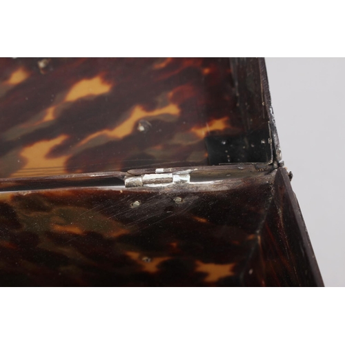 258 - A tortoiseshell and white metal mounted box with carrying handle, 7 1/2