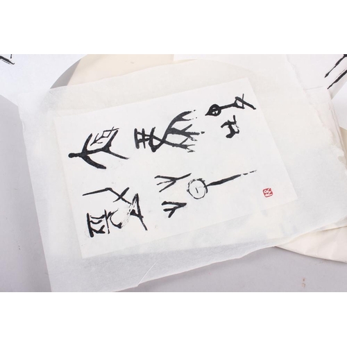 136 - A collection of Japanese calligraphy panels, various, unframed COLLECT