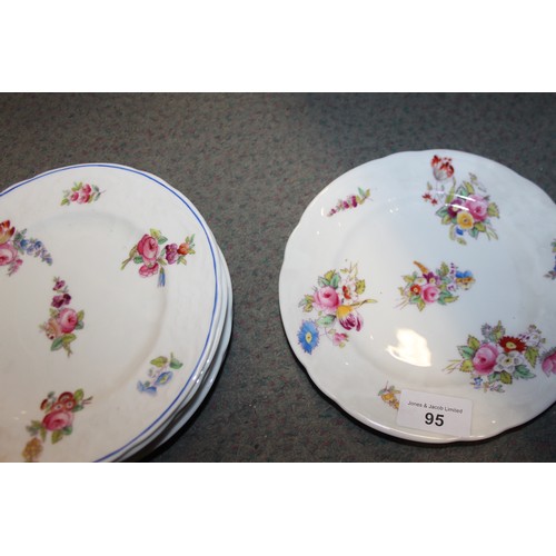 95 - A Coalport bone china floral decorated part combination set, other similar teawares and a Masons Cha... 