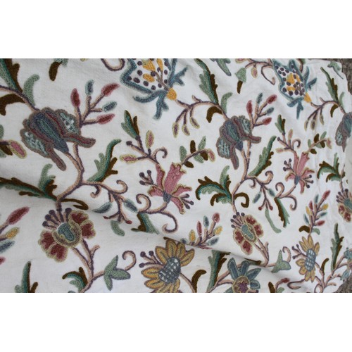 238 - A pair of floral patterned crewel work curtains, each panel, 63