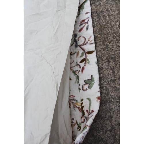 238 - A pair of floral patterned crewel work curtains, each panel, 63