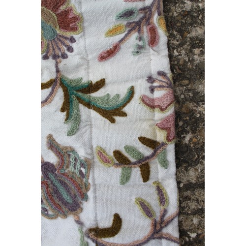 238 - A pair of floral patterned crewel work curtains, each panel, 63