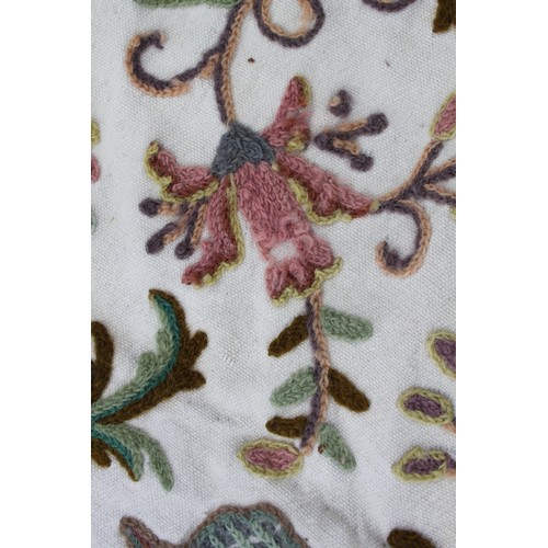 238 - A pair of floral patterned crewel work curtains, each panel, 63