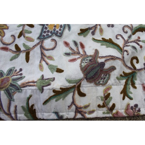 238 - A pair of floral patterned crewel work curtains, each panel, 63