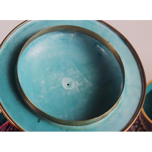 105 - A pair of cloisonne jars and covers, on hardwood stands, 12