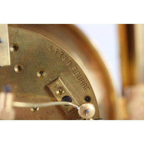 117 - A 19th century French four-glass mantel clock with eight-day striking movement by P Buhre, number 43... 