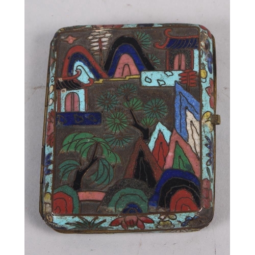 118 - A cloisonne cigarette case with dragon and landscape decoration, 3