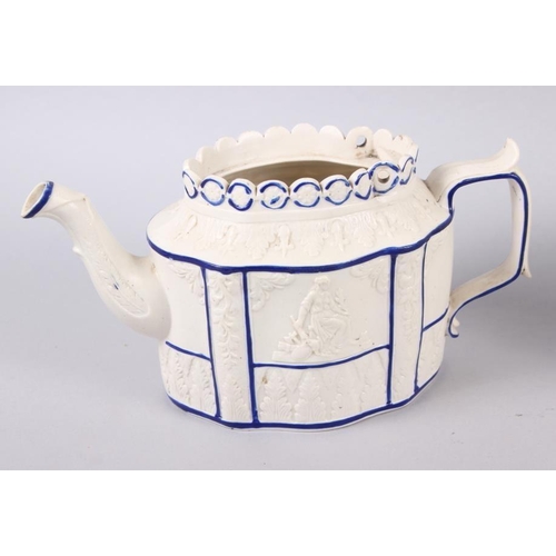 2 - Three 19th century blue and white Castleford teapots (damages)