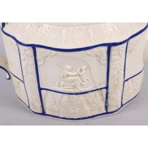 2 - Three 19th century blue and white Castleford teapots (damages)