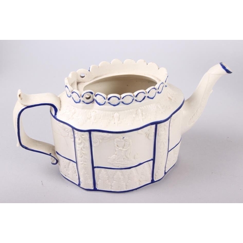 2 - Three 19th century blue and white Castleford teapots (damages)