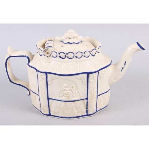 2 - Three 19th century blue and white Castleford teapots (damages)