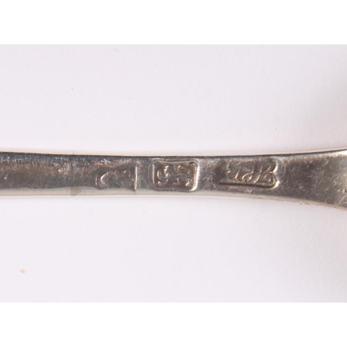 242 - A George III dessert spoon with engraved Old English pattern handle engraved initials, no date lette... 