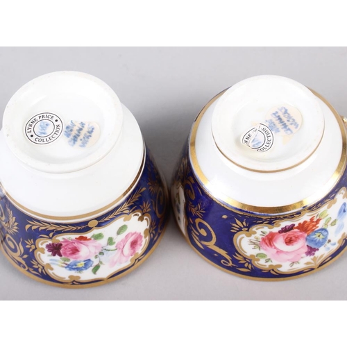 27 - A New China Works,  Worcester bone china floral and gilt decorated trio with Lynn Rose collector's l... 