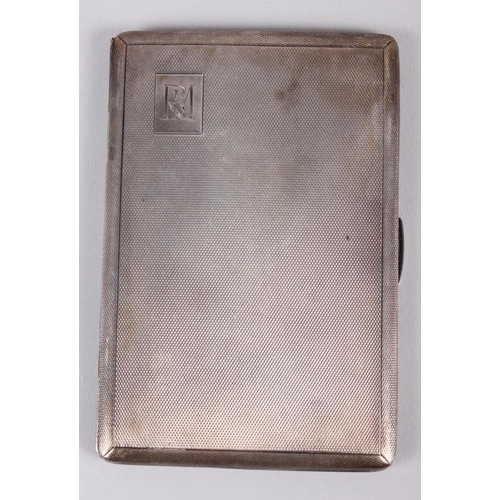 291 - A silver cigarette case with engine turned decoration, 4.8oz troy approx