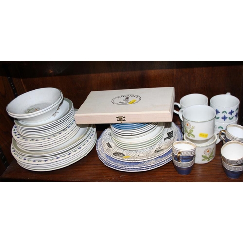 56 - A number of part dinner sets by Midwinter, a Royal Doulton blue and gilt decorated part coffee set, ... 