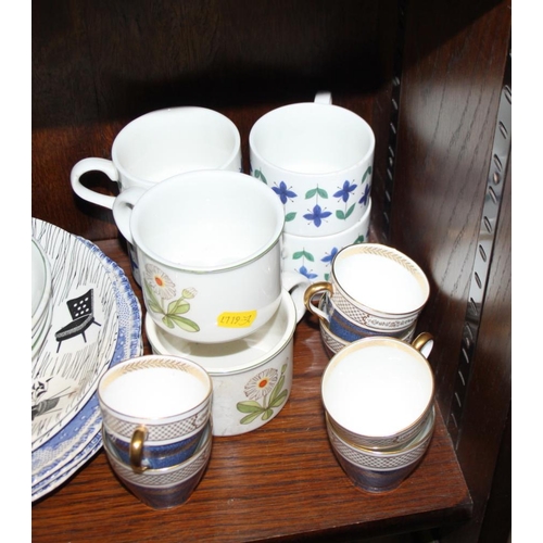 56 - A number of part dinner sets by Midwinter, a Royal Doulton blue and gilt decorated part coffee set, ... 