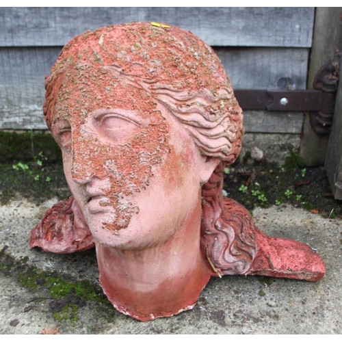 641 - A terracotta bust of Athena, 16 1/2