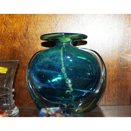 65 - A Mdina glass vase, a number of glass paperweights and various other glass