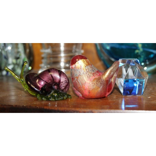 65 - A Mdina glass vase, a number of glass paperweights and various other glass