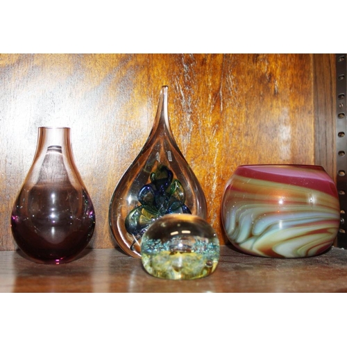 65 - A Mdina glass vase, a number of glass paperweights and various other glass