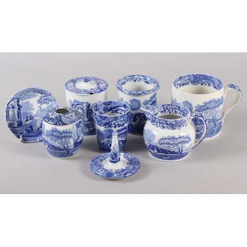 73 - A Spode Italian pattern hair tidy, a ring tree, a preserve jar and cover, and other decorative china... 