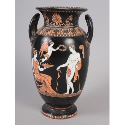 8 - A Copeland Greek style two-handle vase, decorated classical figures, 8 1/4