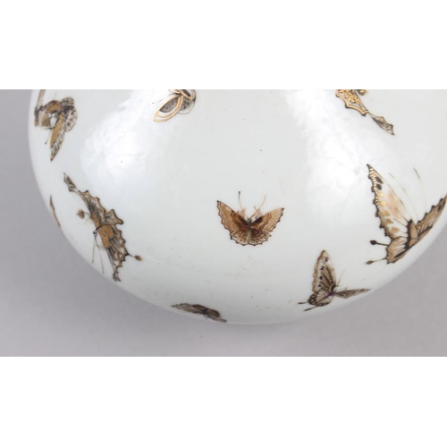 89 - A Chinese Republic bulbous vase with gilt butterfly decoration, 11 1/2