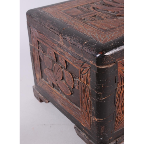 147 - A carved camphor wood box, 14