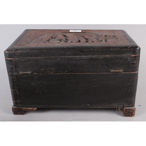 147 - A carved camphor wood box, 14