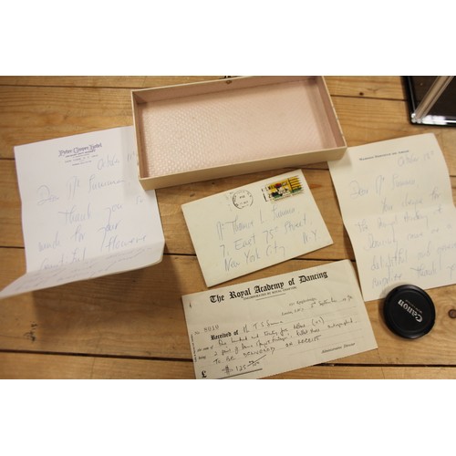 180 - A pair of peach ballet slippers worn by Dame Margo Fonteyn, signed in red ink verso, in Perspex disp... 