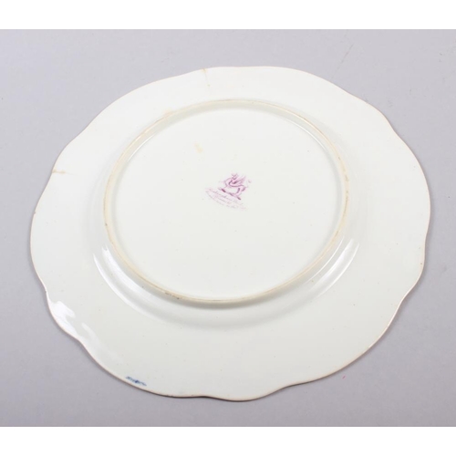 1 - A Rockingham porcelain part dessert service, comprising six plates and two dessert dishes with grey ... 