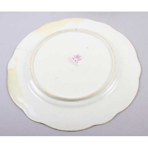 1 - A Rockingham porcelain part dessert service, comprising six plates and two dessert dishes with grey ... 