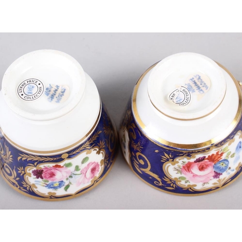 10 - A New China Works, Worcester bone china floral and gilt decorated trio with Lynn Price collector's l... 