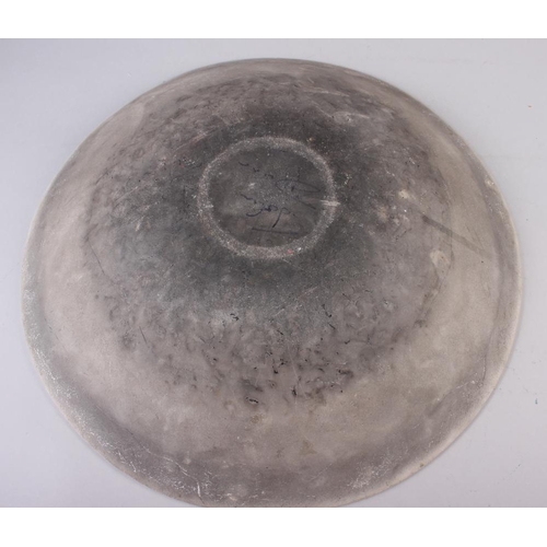 14 - A John Dunn Raku pearlescent shallow bowl, 17 1/2