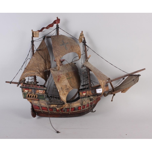 137 - A painted wood model galleon, Santa Maria, 31